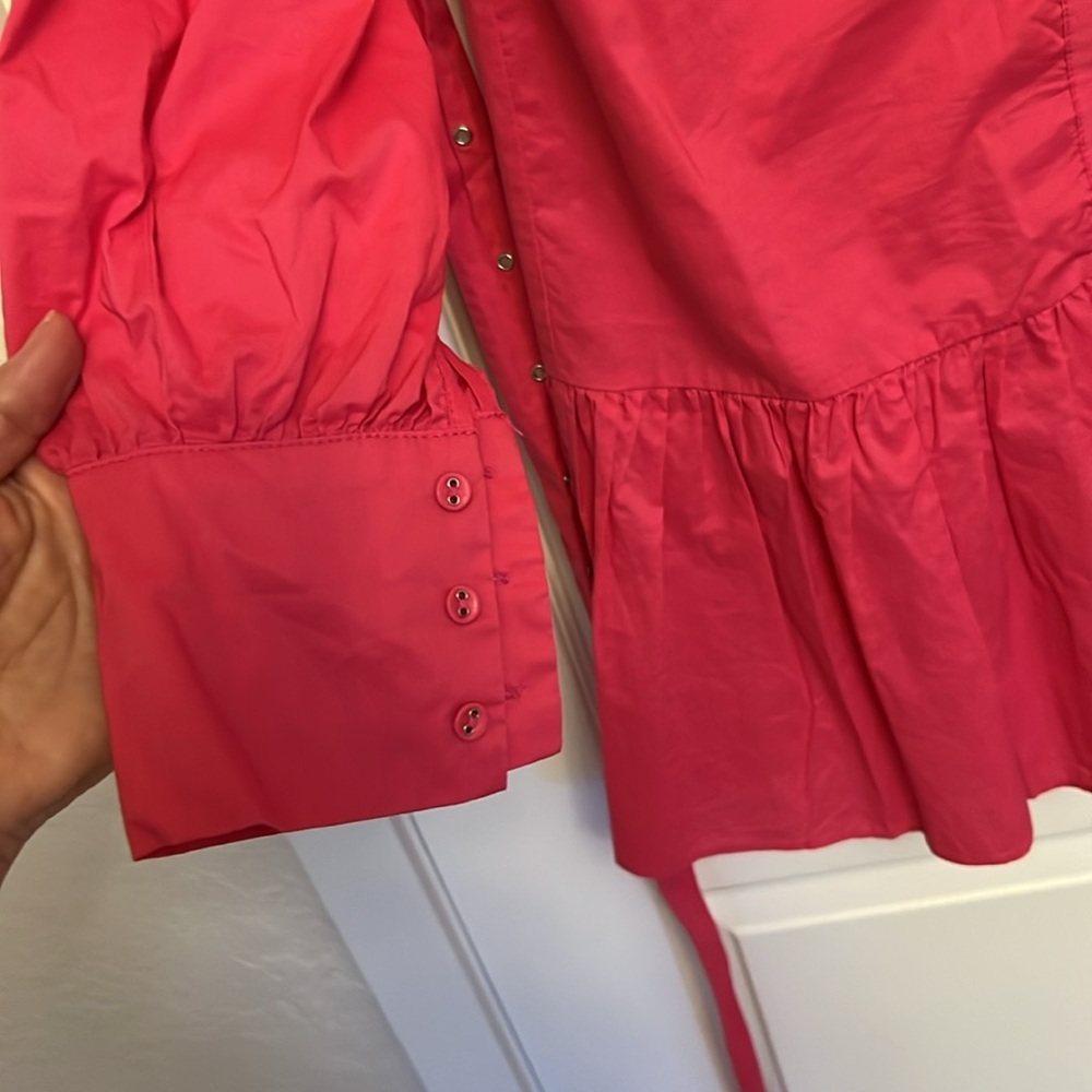 Walter Baker Hot Pink Button-Front Belted Shirt Dress - Picture 9 of 11